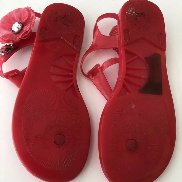 JUICY COUTURE Pink Fuchsia Jelly T-Strap Sandals 6 - Picture 7 of 8